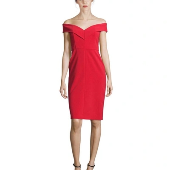 Alice + Olivia Dresses & Skirts - NWT Alice + Olivia Luana Red Off the Shoulder Sheath Dress, Size 6